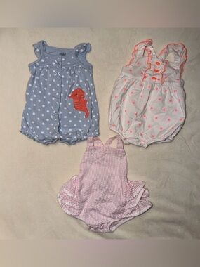 Set of 3 Adorable Baby Girl Rompers